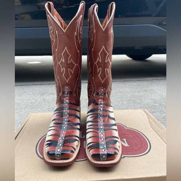 Nocona Boots Black Tiger Ray size 8.5 - Picture 6 of 10